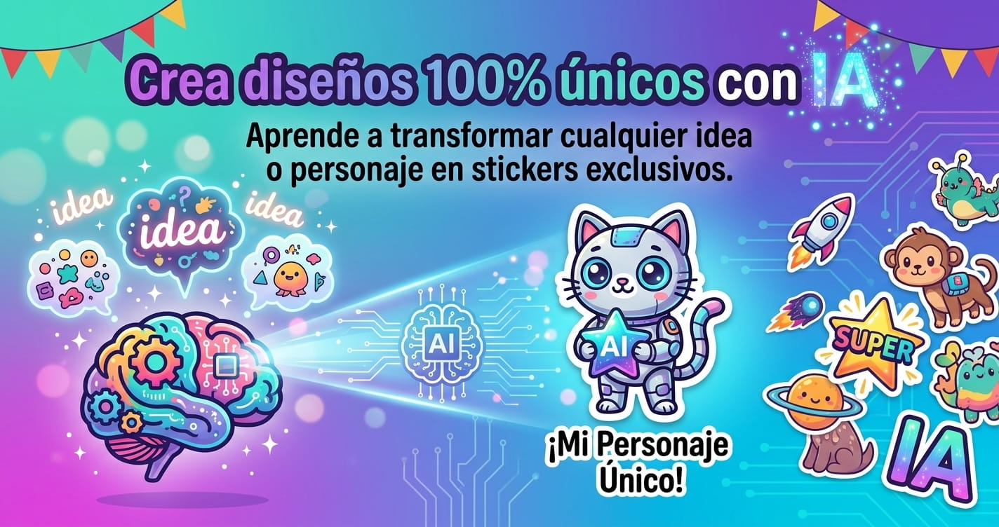 Diseño Unico Taller Online Crea tus Propios Stickers con IA - Club365IT